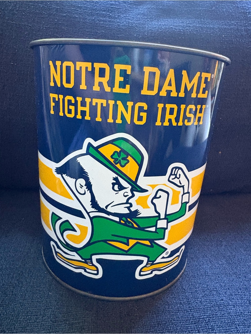 Notre Dame Tin - 3.5 Gallon.  Perfect as a small trash can.